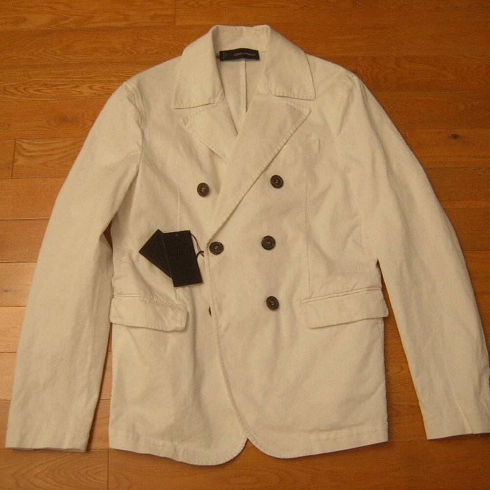 NWT 100% AUTHENTIC DSQUARED2 DBL-BREASTED WHITE COTTON BLAZER SZ 52